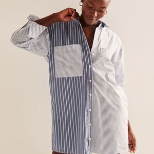 Abercrombie & Fitch Blue and White Striped Long Sleeve Dress